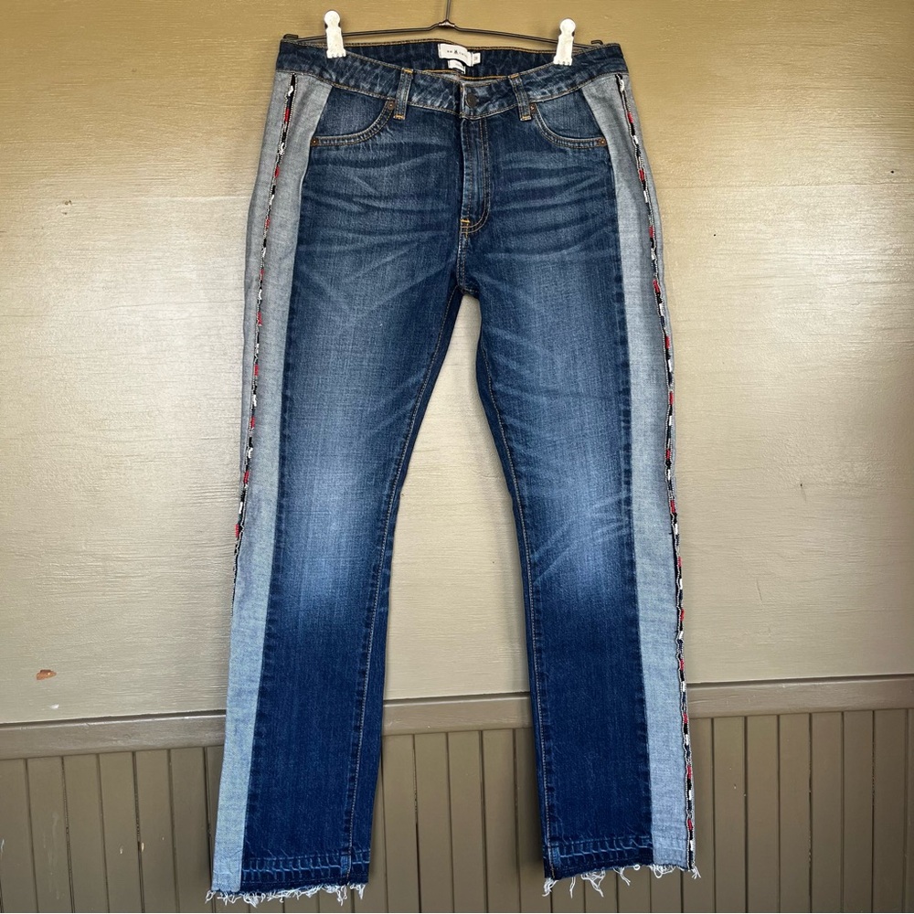 MM Vintage beaded seam Contrast wash Straight Leg Raw hem 28